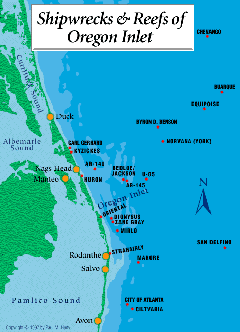 Oregon Inlet Wreck Site Map